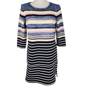 T By Talbots Striped 3/4 Sleeves Dress Petite